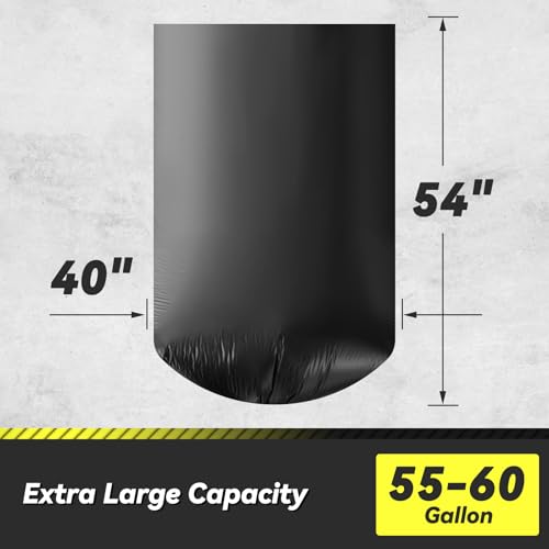 Wowflash 100 Count 55-60 Gallon Heavy-Duty Trash Bags - Large Commercial Garbage Liners