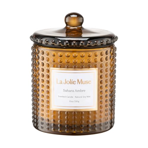 Sahara Amber Scented Candle - 10 oz Soy Wax with Autumn Fragrance, Cozy Home Decor