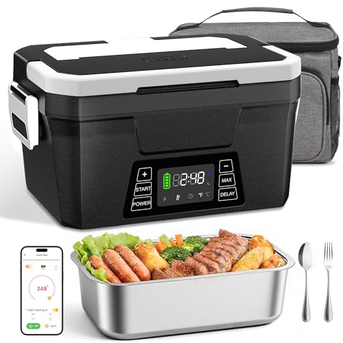 Vabaso 1.2L Cordless Electric Heated Lunch Box with App Control - Black