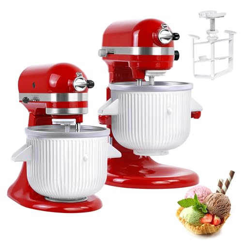 Ice Cream Maker Attachment for KitchenAid 2 QT Freezer Bowl - White