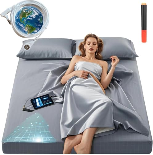 Gray Queen Size Grounding Sheet with Silver Fiber & Organic Cotton - Earth Connected Bedding