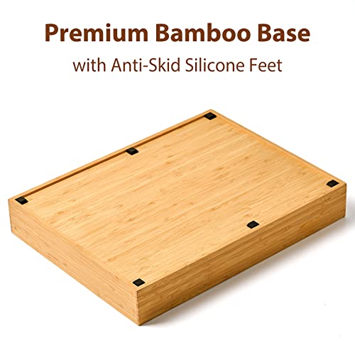 Umilife Large 19x19 Inch Bamboo Kitchen Drawer Organizer - 8 Slots, Sturdy Flatware Tray with Thick Frames