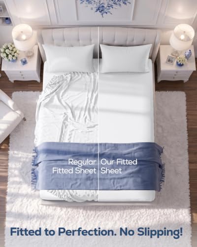 Pack of 6 King Fitted Sheet, Fits Up to 15 Inch Deep Pocket, White