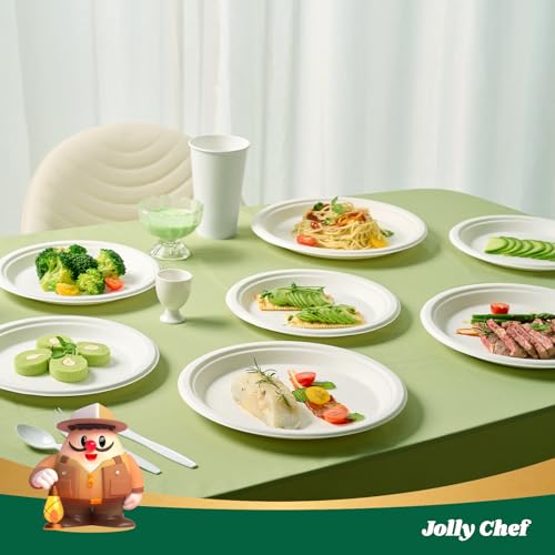 Disposable Eco-Friendly Paper Plates - Heavy Duty 10 Inch, 300 Pack, White, Compostable