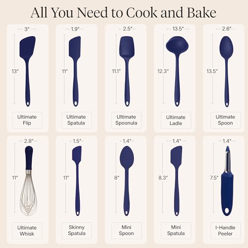 Navy 10-Piece Silicone Kitchen Utensil Set - Heat-Resistant & Durable