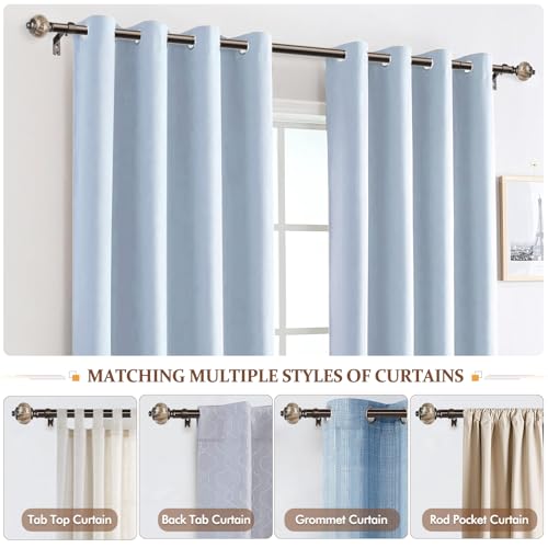 Adjustable 1-Inch Curtain Rods for Windows 72-144 Inches - Bronze Finish
