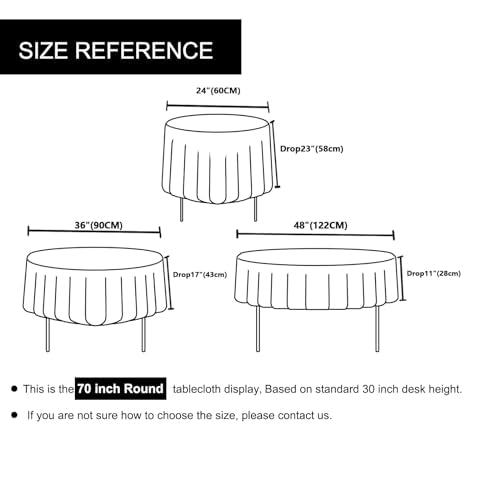 HMQIANG 70in Silver Sequin Tablecloth Round Glitter Overlay for Wedding & Party