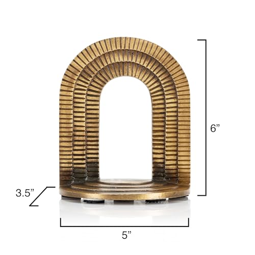 Cast Iron Brick Arch Bookends Set - Antique Brass Decor for Shelves
