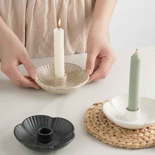 Ceramic Candlestick Holder£¬ Candle Holder for Taper Candles,Incense, Santo Palo, Halloween Christmas Wedding Parties, Dining Room Home Decoration Display - Camel