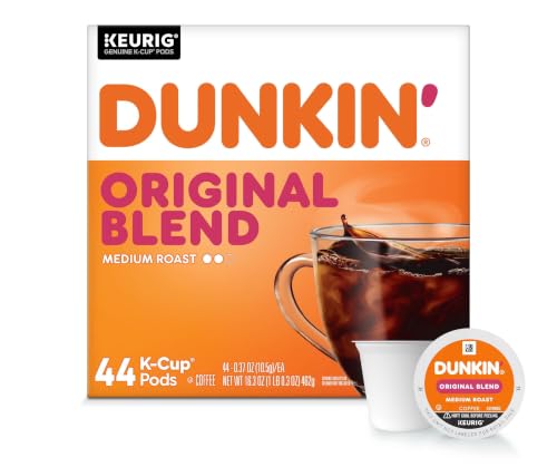 Dunkin’ Original Blend Medium Roast Coffee K-Cup Pods - 44 Count, Compatible with Keurig
