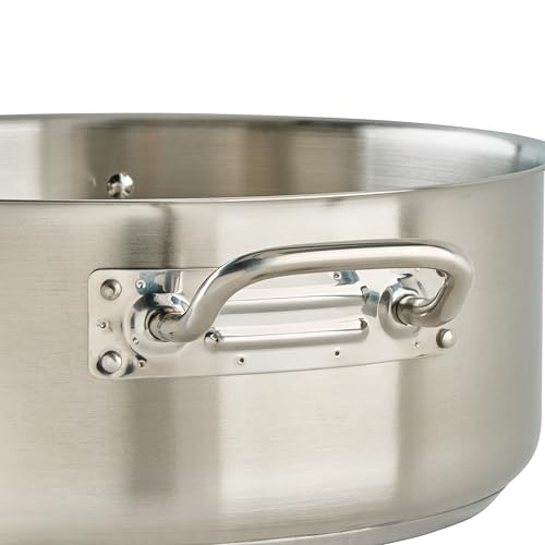 Winco 15 Qt Stainless Steel Brazier Pan with Lid - Commercial Kitchen Cookware