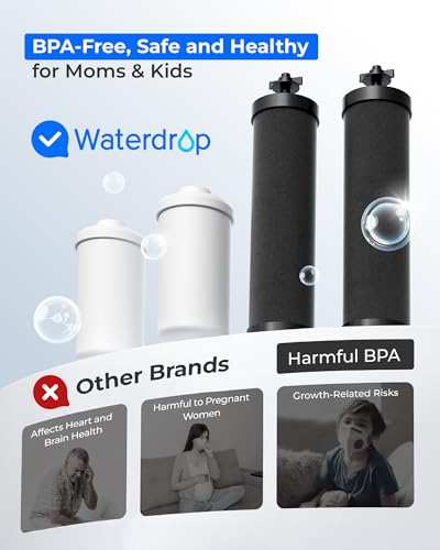 Waterdrop Gravity Water Filter Replacement with Ultra Carbon & Fluoride Filters - Compatible with Berkey BB9-2 & PF-2