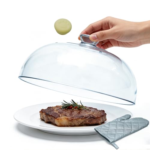 10-Inch Glass Microwave Splatter Cover with Steam Vents and Safety Handle