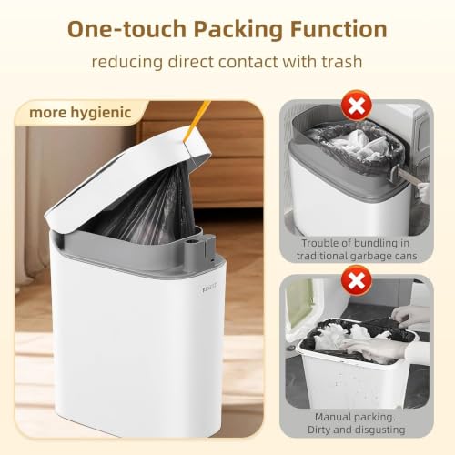MUEE 3.5 Gal Automatic Sensor Trash Can with Bagging System - White