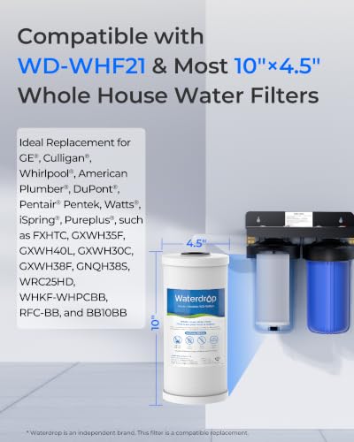 Waterdrop FXHTC Sediment & Carbon Water Filter 3 Pack for GE FXHTC, 5 Micron