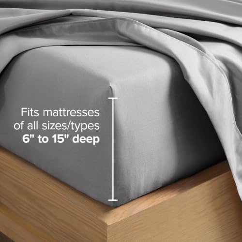 Bare Home Queen Light Grey Ultra-Soft Sheet Set with 4 Pillowcases