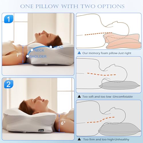 Cooling Gel Neck & Shoulder Pillow Queen - Supportive Cervical Pillow