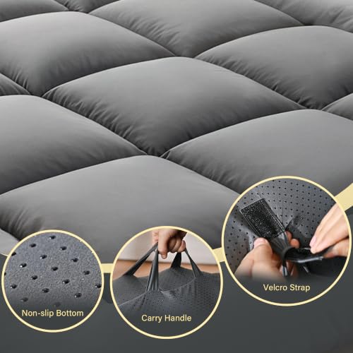 DOWNSTORIA Twin Grey Japanese Floor Mattress Foldable Tatami Futon with Handles