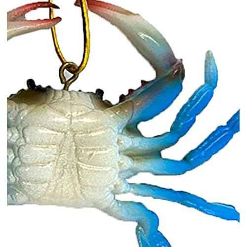 Hand Painted Blue Crab Christmas Ornament, Nautical Xmas Tree Hanging Decor, Maryland Themed Gift, 4 inches