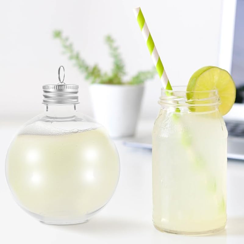 Cabilock 12 Clear Ornament Bottles with Silver Caps & Rings – Holiday Decorations