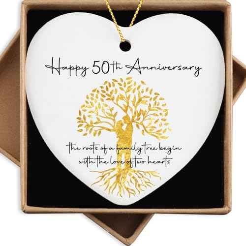 50th Wedding for Couple Ornament Keepsake Sign Heart Plaque 50th Anniversary Marriage Gifts for Wife Husband Parents 50 Year Ideas