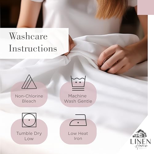 Floral Print Queen Linen Sheets Set - 100% Cotton, Mauve Botanical