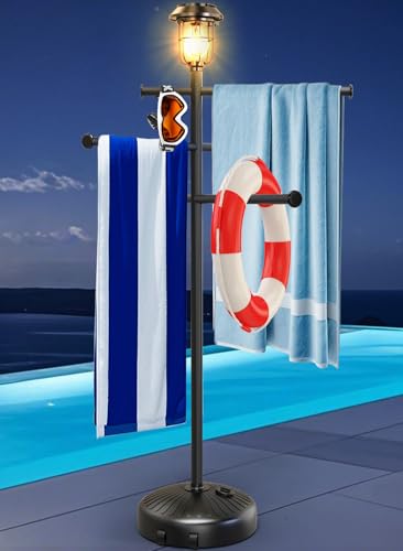 Medium Solar Light Pool Towel Rack with Wheels & Water Base - Adjustable