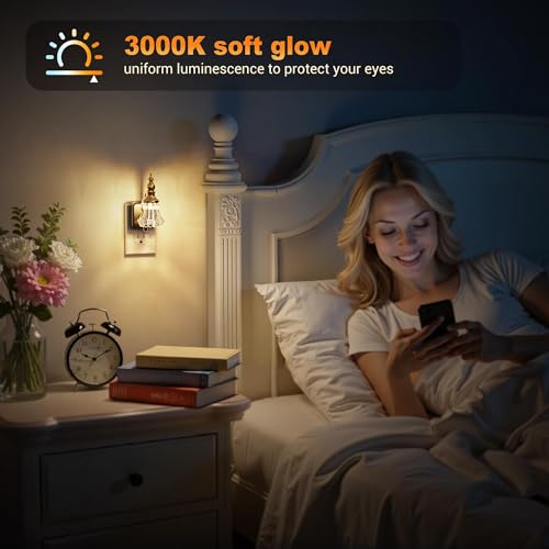 JandCase Vintage Glass Flower Night Light - Wall Plug-In Nightlight - Flower / 2