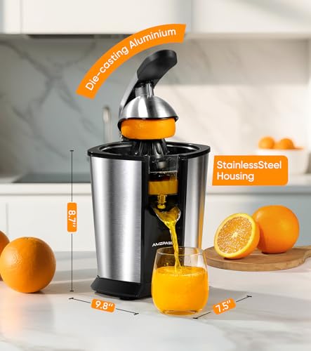 Electric Orange Juicer Squeezer with 2 Cones & Soft Grip Handle - Black