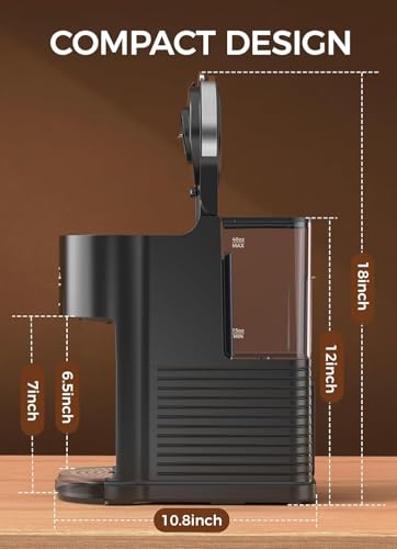 LED Touch Single Serve Coffee Maker - 2 in 1 Capsule & Ground Brew, 40oz Removable Tank