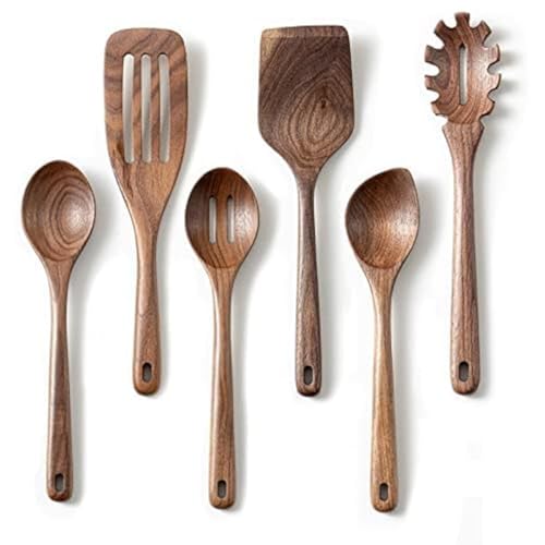 12-Inch Black Walnut Wooden Cooking Spoons Set - Natural Handcrafted Kitchen Utensils