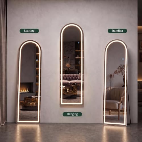 SageNest Arched LED Full Length Mirror 60x16 with Lights, Modern Floor Mirror