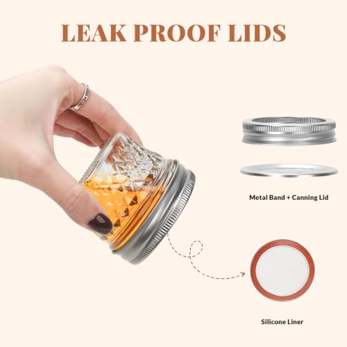 CycleMore 40 Pcs 4oz Crystal Mini Mason Jars, Silver Separable Lids