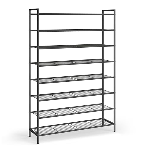 SONGMICS Black 8-Tier Metal Shoe Rack Vertical Organizer Holds 40 Pairs