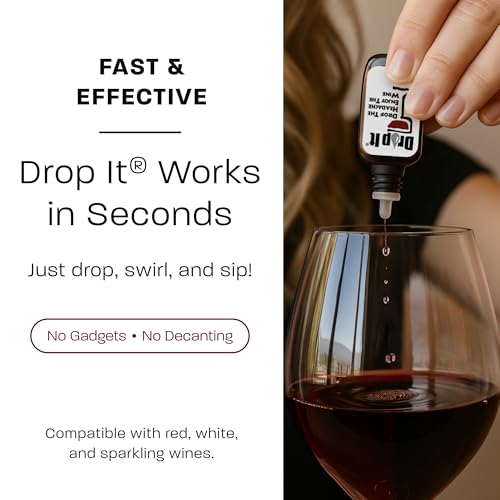 Drop It Wine Drops - Original Sulfite & Tannin Reducer, 4 Pack, 10 mL - USA Made