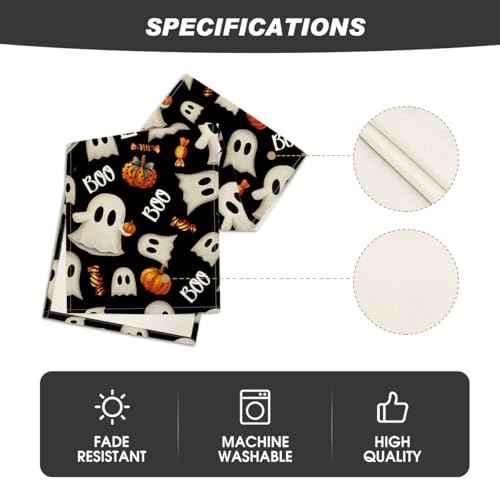 Artoid Mode Ghost Pumpkin Camdy 210 GSM Halloween Table Runner,Seasonal Fall Kitchen Dining Table Decoration for Home Party Decor 13x36 Inch