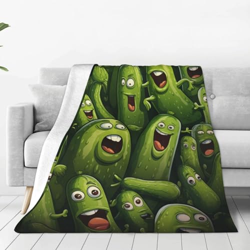 Pickle Blanket Funny Gift for Girl Women Comfy Plush Cartoon Pickles Fleece Throws Food Lightweight Sheet Super Soft Teen Kid Quilt Flannel Blankets for Bedding Sofa 40x50 Inches