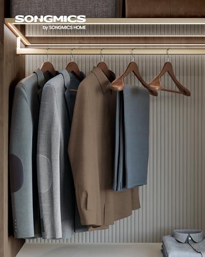 Wooden Suit Hangers 10 Pack - Extra-Wide Shoulder Clothes Hangers in Walnut
