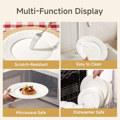 18-Piece Bone China Dinnerware Set Service for 6 Vintage Embossed Design