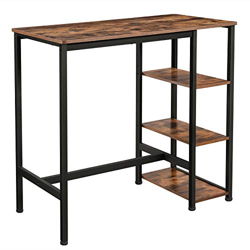 VASAGLE Industrial Bar Table with Rustic Brown Finish, 42.9W x 23.6D Inches, Sturdy Metal Frame, Easy Assembly, Variation: Ink Black