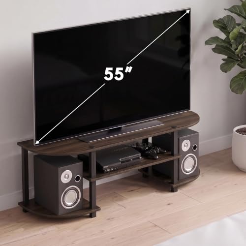 Furinno Turn-S-Tube Wide TV Entertainment Center - Columbia Walnut/Black