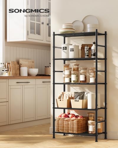 5-Tier Steel Wire Shelving Unit - 23.6 W x 56.7 H Storage Rack with Matte Black Finish