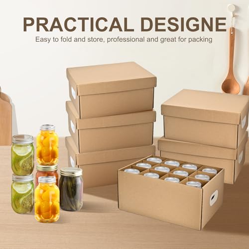 6 Pcs Mason Jar Storage Boxes for 32 oz Canning Jars, 12 Cells Each - Wide & Regular Mouth