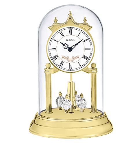 Bulova B8821 Heather Anniversary Clock | 9" Glass Dome Design