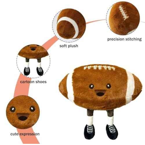 11inch Football Plush Toys,Rugby Stuffed Sports Balls Toy,with feet Creative Soccer Doll,Cute Fun Soft Plush Ball,Plush Stuffed Spherical Soft Toys Sports Throw Pillow Cushion Kids Gift (Rugby)
