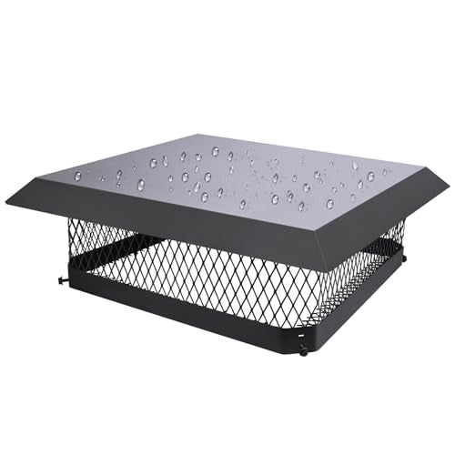 18x18 Inch Chimney Cap Cover for Outside Fireplace - Black Galvanized Steel