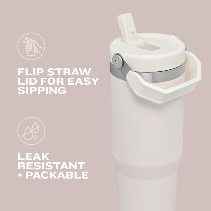 STANLEY IceFlow 2.0 Tumbler - 30 oz Insulated Water Bottle with Flip Straw & Handle | BPA-Free Violet Blossom