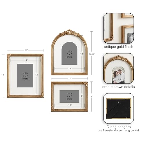 Gold 3-Piece Picture Frame Set - Vintage Gold Gallery Wall Frames