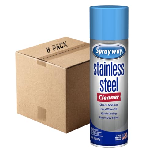 Stainless Steel Cleaner Aerosol Spray - Water-Based, 15oz, Pack of 6 - Fingerprint Resistant & Polish
