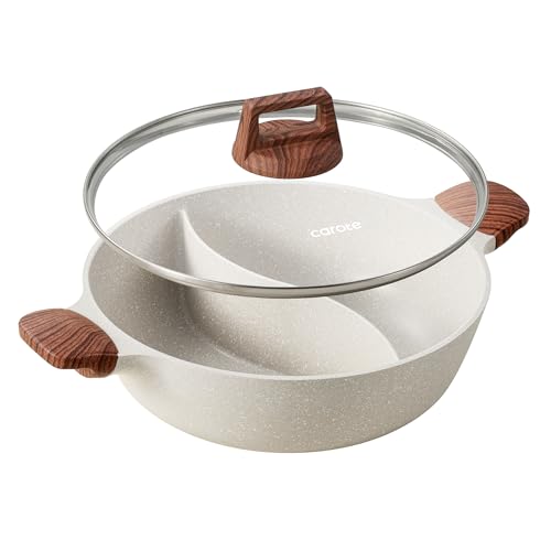 Carote 4.5QT Non-Stick Stockpot with Divider - White Granite, Suitable for All Stoves